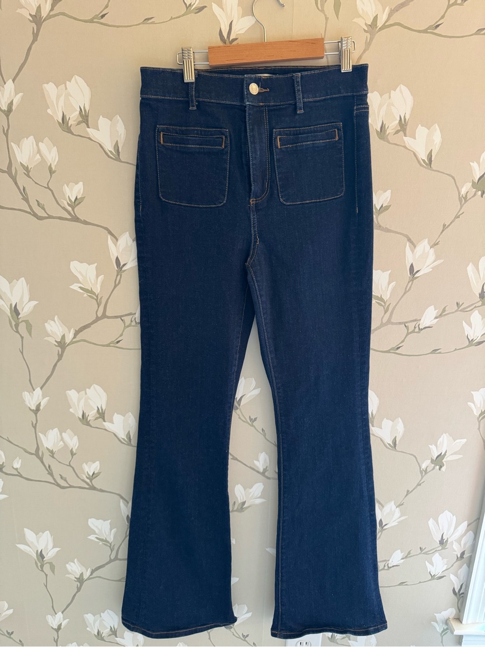 LOFT Dark Indigo Flare Jeans on trend for fall!